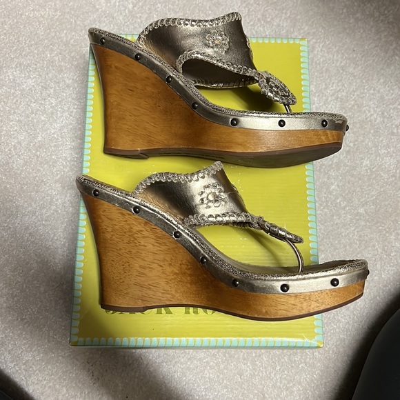 Jack Rogers Marbella Platinum Wedges Size 9.5 - Picture 3 of 3